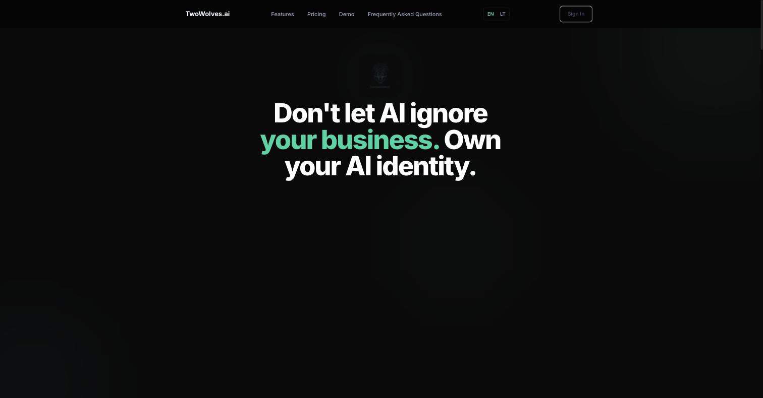 twowolves.ai — AI matomumo platforma su AI matomumo įvertinimu